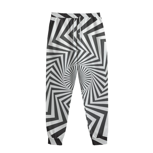 Angular Swirl Motion Illusion Print Sweatpants