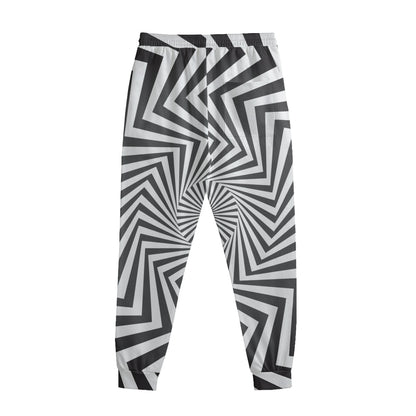 Angular Swirl Motion Illusion Print Sweatpants