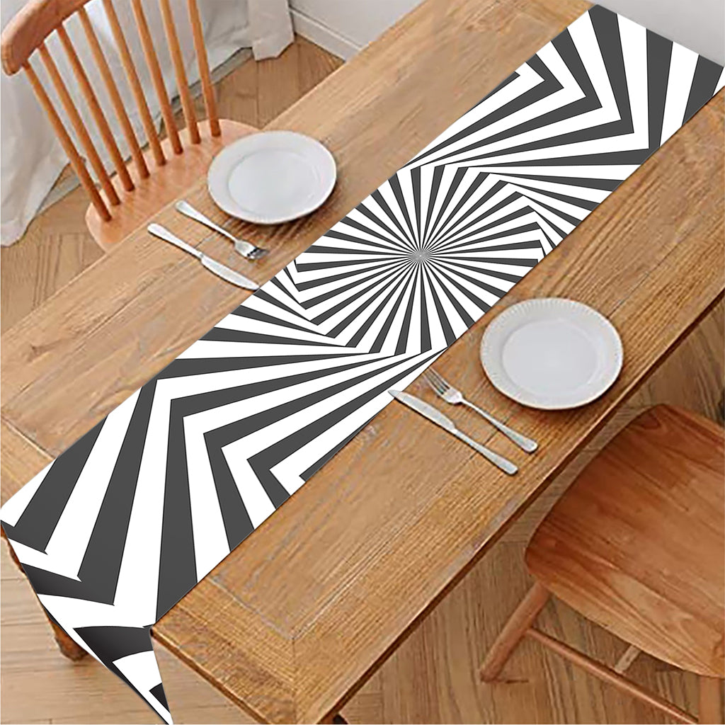 Angular Swirl Motion Illusion Print Table Runner