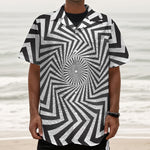 Angular Swirl Motion Illusion Print Textured Short Sleeve Shirt