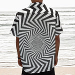 Angular Swirl Motion Illusion Print Textured Short Sleeve Shirt