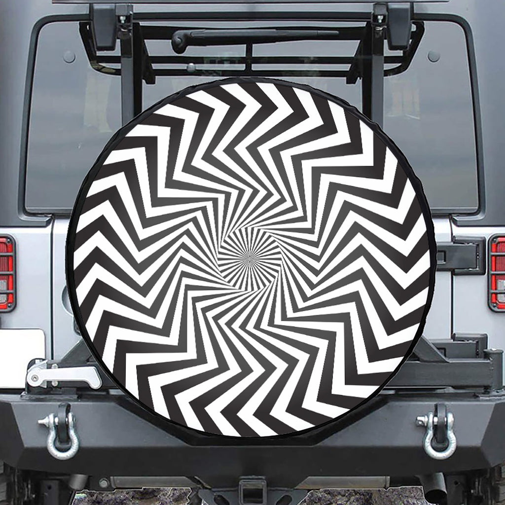 Angular Swirl Motion Illusion Print Tire Cover