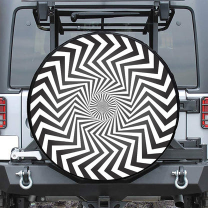 Angular Swirl Motion Illusion Print Tire Cover