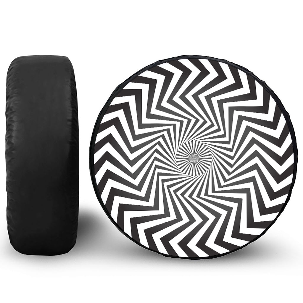 Angular Swirl Motion Illusion Print Tire Cover
