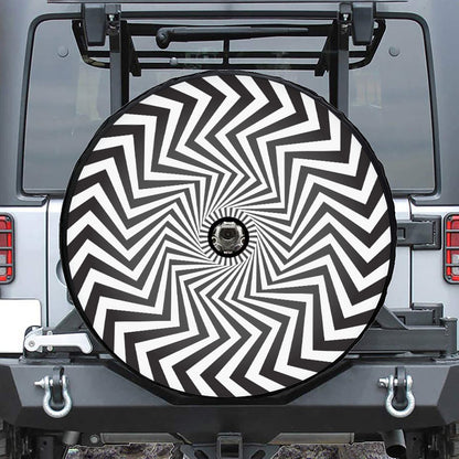 Angular Swirl Motion Illusion Print Tire Cover With Camera Hole