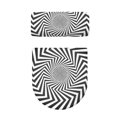 Angular Swirl Motion Illusion Print Toilet Lid And Tank Cover Set