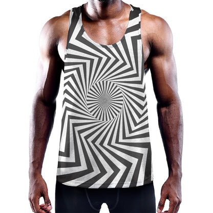Angular Swirl Motion Illusion Print Training Tank Top