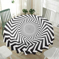 Angular Swirl Motion Illusion Print Waterproof Round Tablecloth