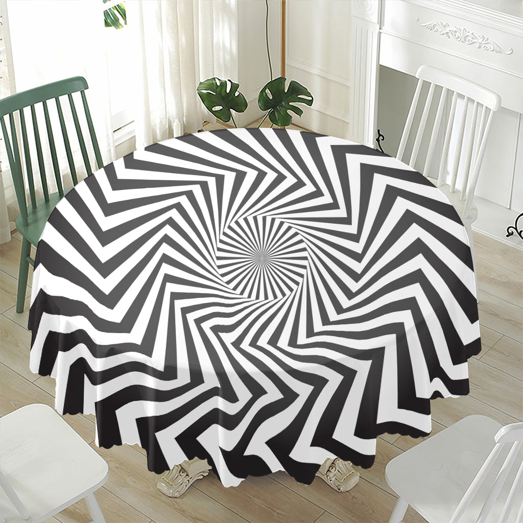 Angular Swirl Motion Illusion Print Waterproof Round Tablecloth