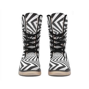 Angular Swirl Motion Illusion Print Winter Boots