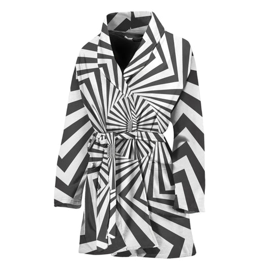 Angular Swirl Motion Illusion Print Women's Bathrobe