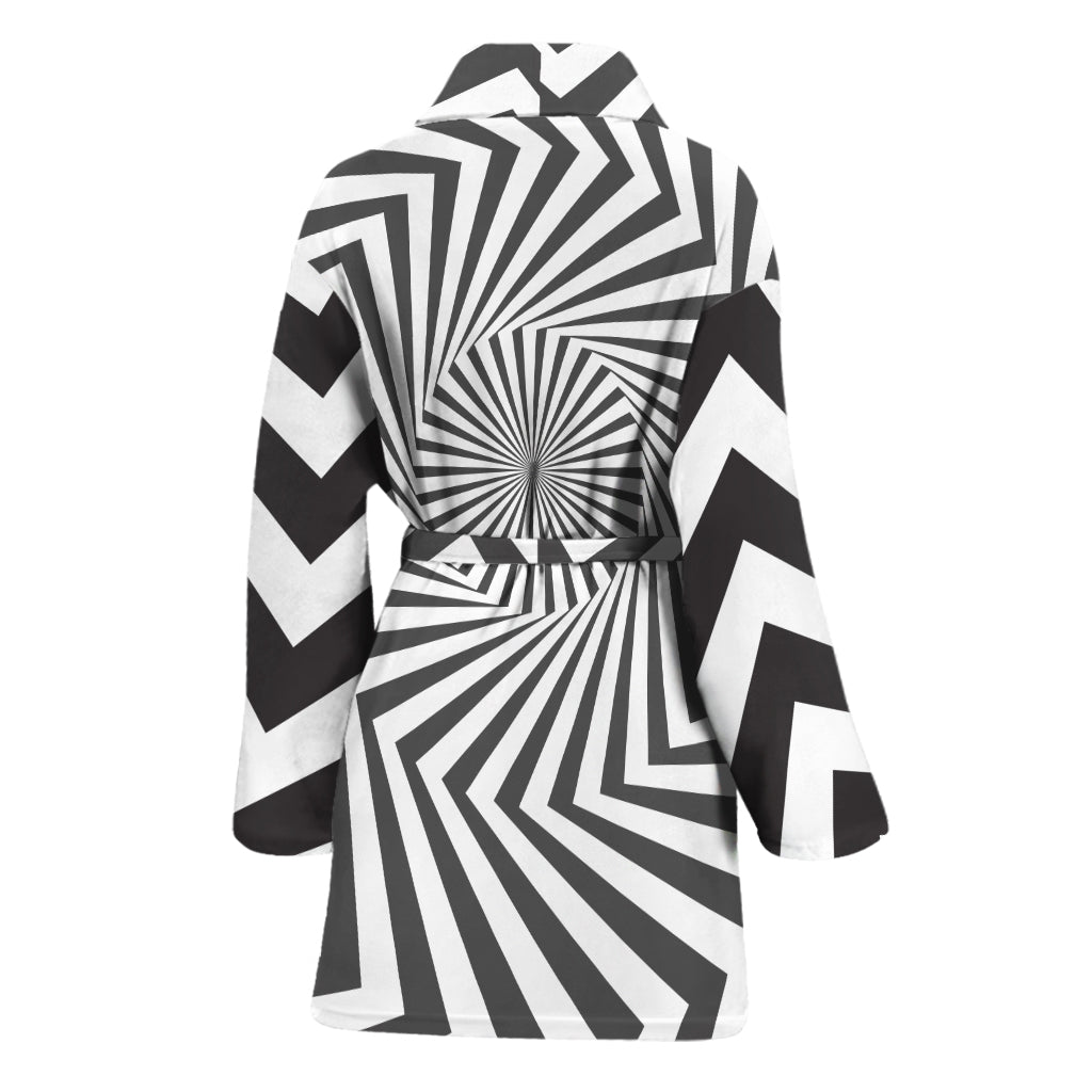 Angular Swirl Motion Illusion Print Women's Bathrobe
