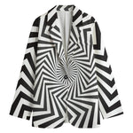 Angular Swirl Motion Illusion Print Women's Blazer