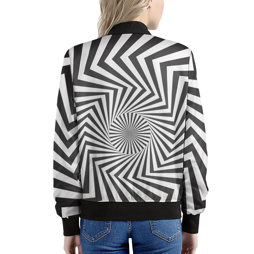 Angular Swirl Motion Illusion Print Women's Bomber Jacket