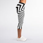 Angular Swirl Motion Illusion Print Women's Capri Leggings