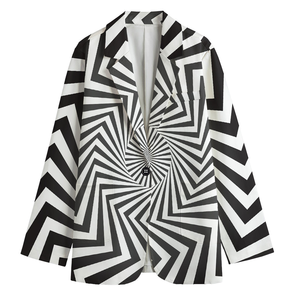 Angular Swirl Motion Illusion Print Women's Cotton Blazer