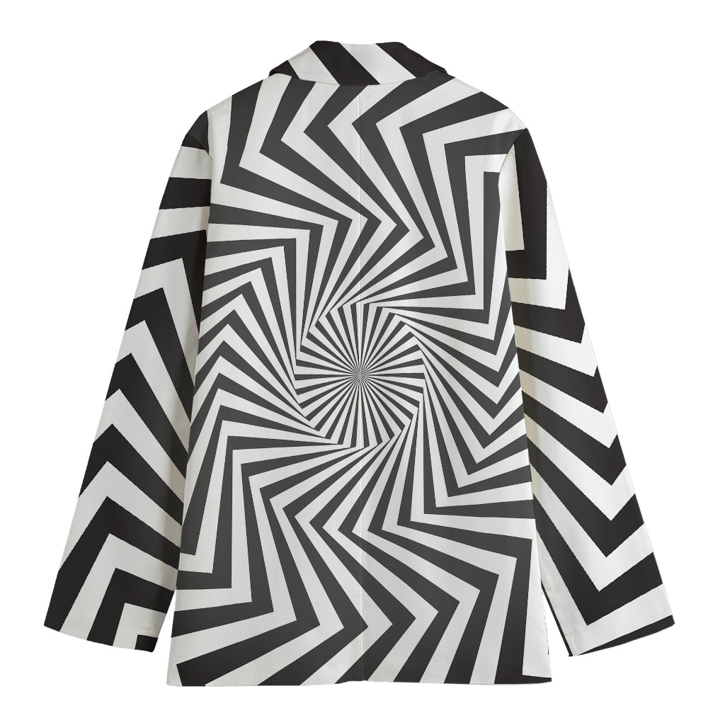Angular Swirl Motion Illusion Print Women's Cotton Blazer