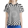 Angular Swirl Motion Illusion Print Women's Polo Shirt