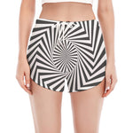 Angular Swirl Motion Illusion Print Women's Split Running Shorts