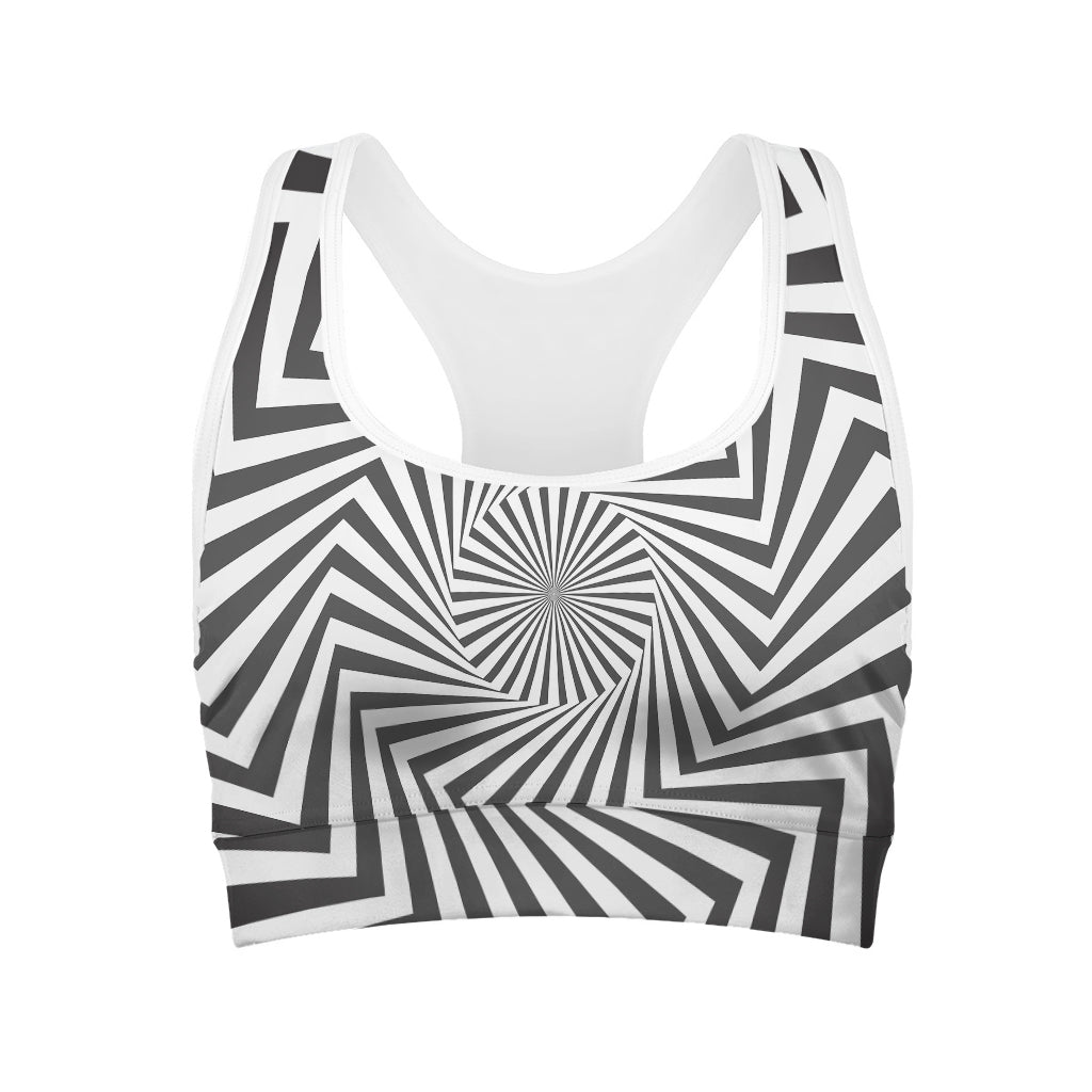 Angular Swirl Motion Illusion Print Women's Sports Bra