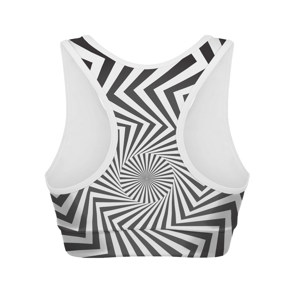 Angular Swirl Motion Illusion Print Women's Sports Bra