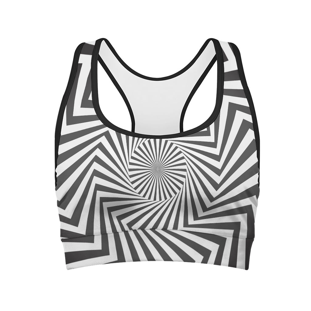 Angular Swirl Motion Illusion Print Women's Sports Bra