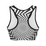 Angular Swirl Motion Illusion Print Women's Sports Bra