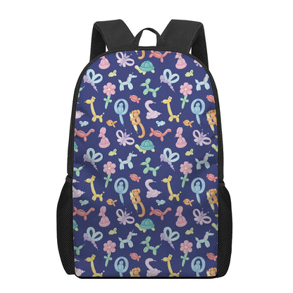 Animal Balloon Pattern Print 17 Inch Backpack