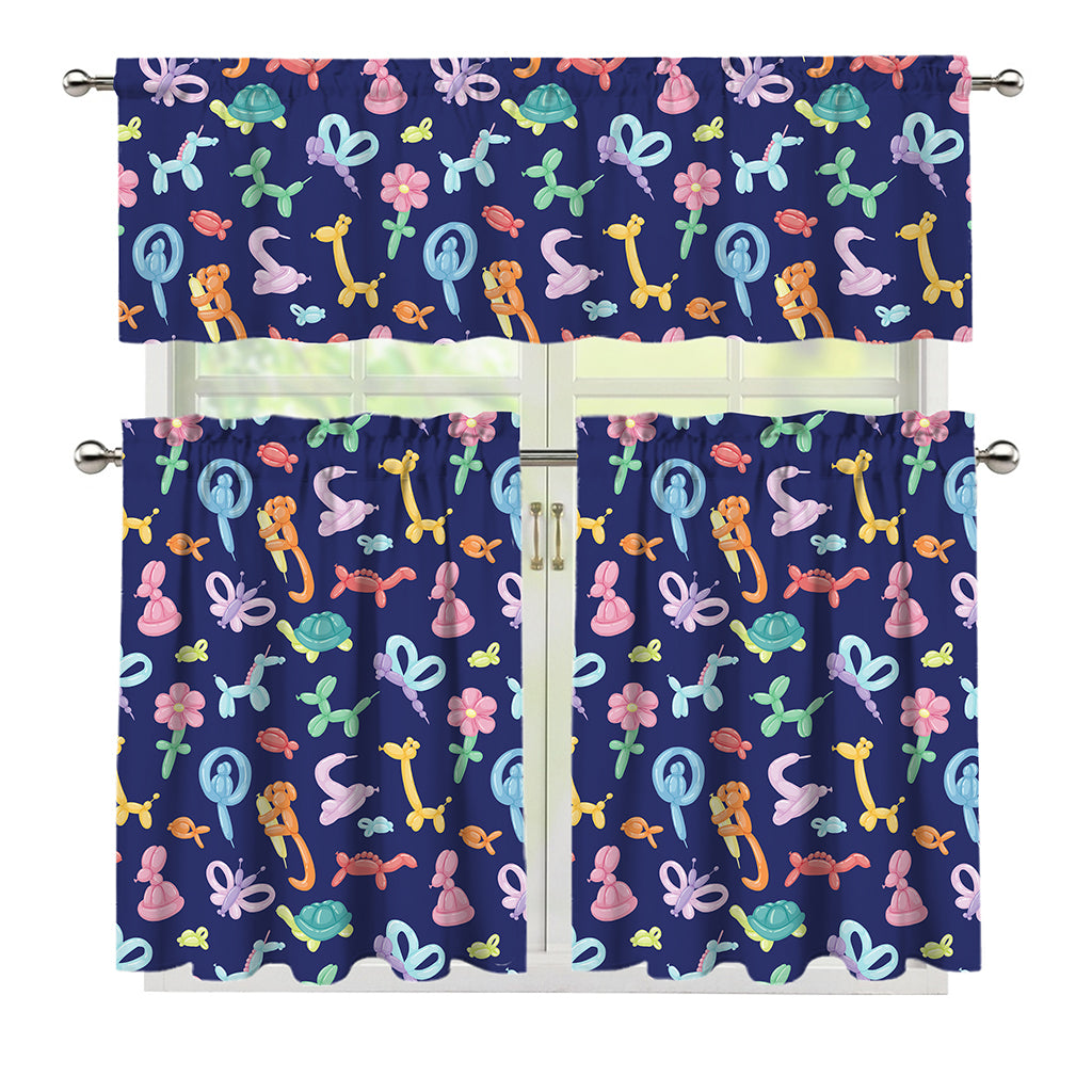 Animal Balloon Pattern Print 3 Piece Kitchen Curtains