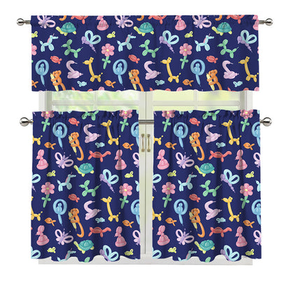 Animal Balloon Pattern Print 3 Piece Kitchen Curtains