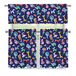 Animal Balloon Pattern Print 3 Piece Kitchen Curtains