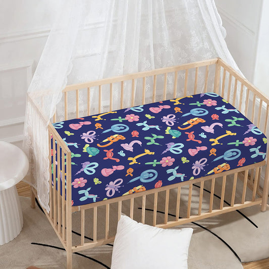 Animal Balloon Pattern Print Baby Crib Sheet