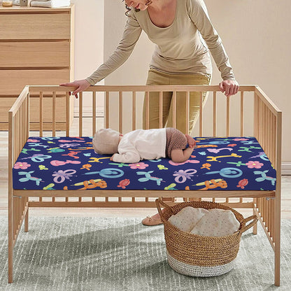 Animal Balloon Pattern Print Baby Crib Sheet
