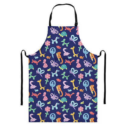 Animal Balloon Pattern Print Bib Apron With Pocket