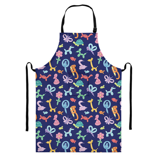 Animal Balloon Pattern Print Bib Apron With Pocket