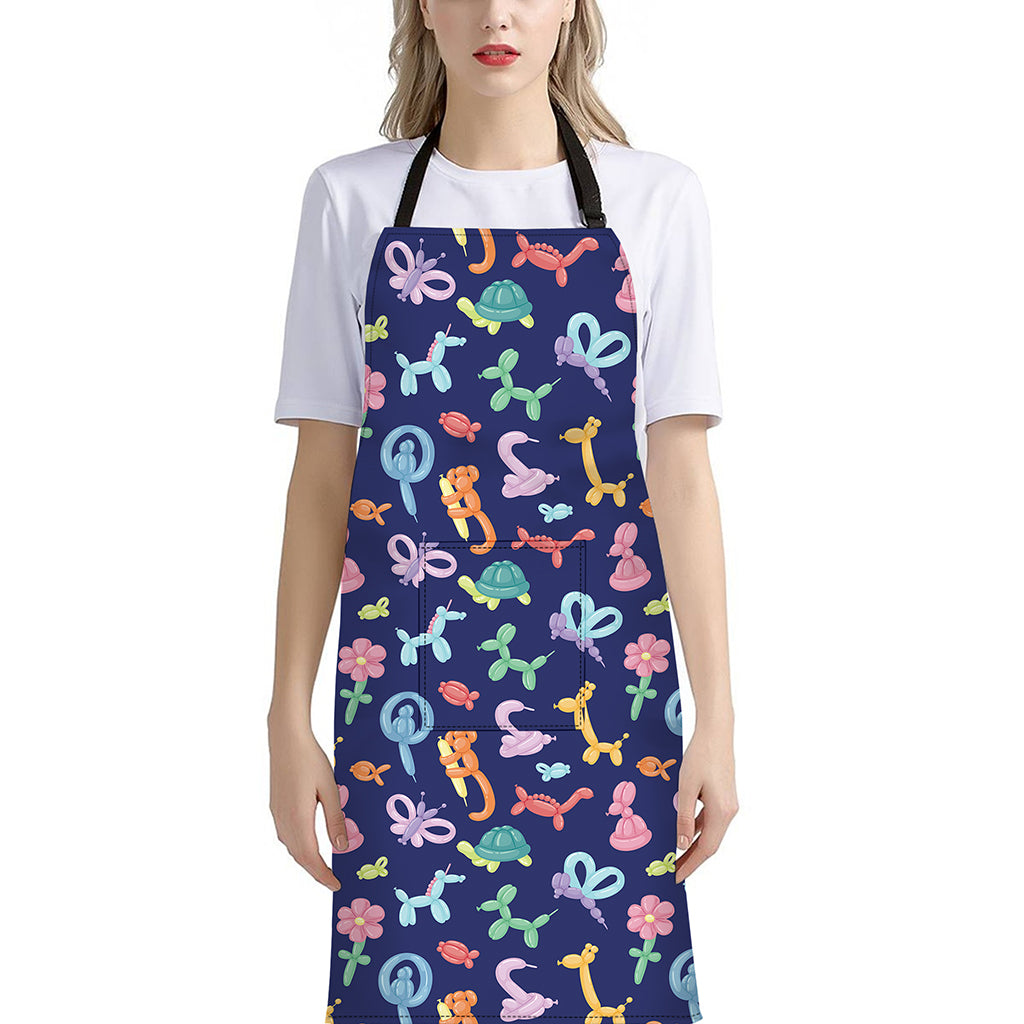 Animal Balloon Pattern Print Bib Apron With Pocket