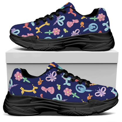Animal Balloon Pattern Print Black Chunky Shoes