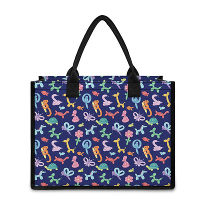 Animal Balloon Pattern Print Canvas Tote Bag