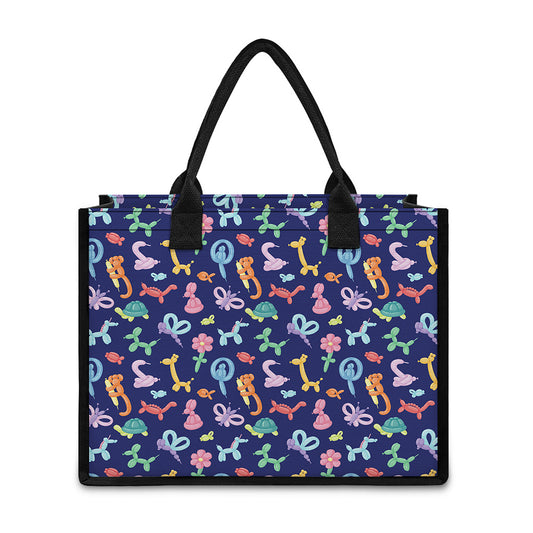 Animal Balloon Pattern Print Canvas Tote Bag