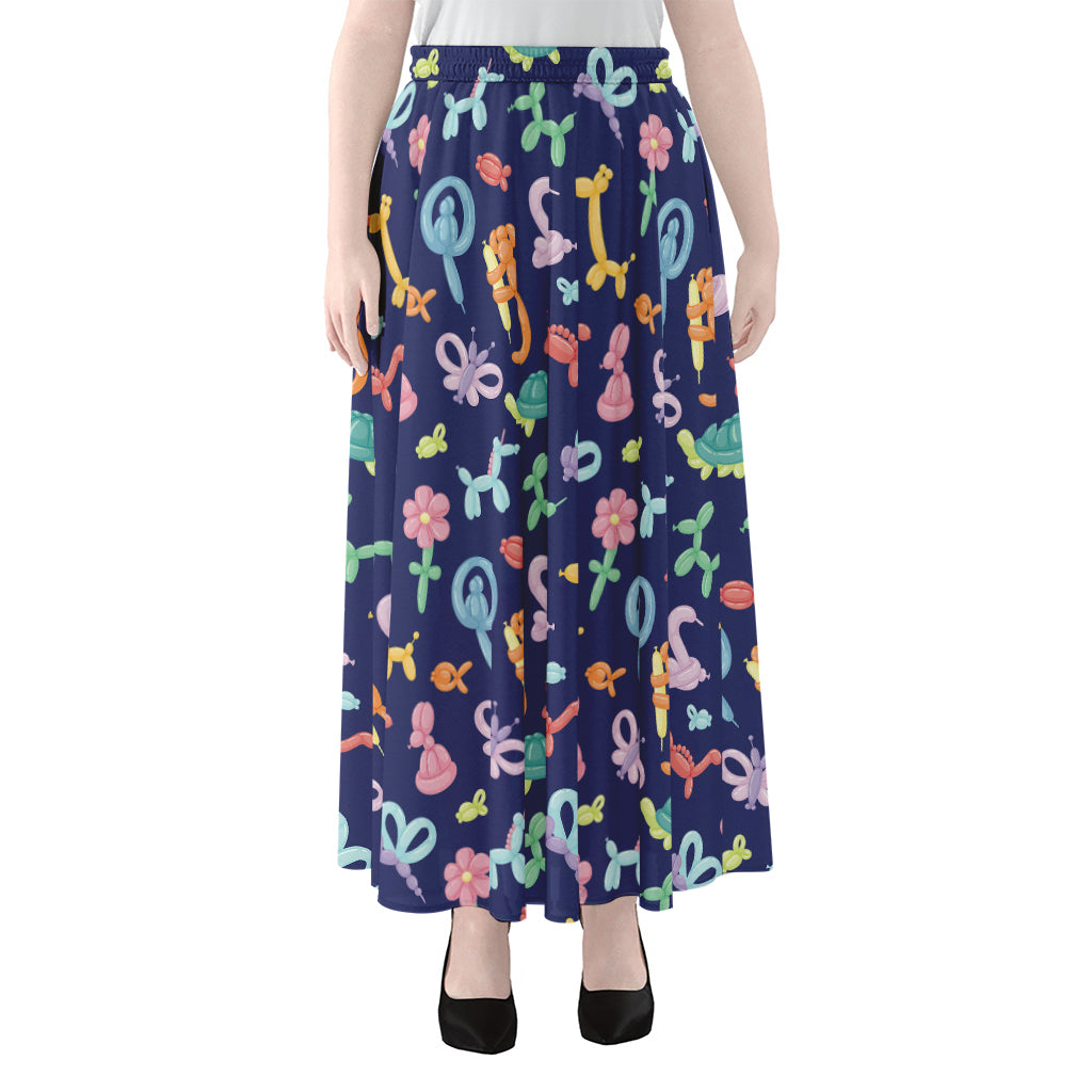 Animal Balloon Pattern Print Chiffon Maxi Skirt