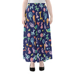 Animal Balloon Pattern Print Chiffon Maxi Skirt