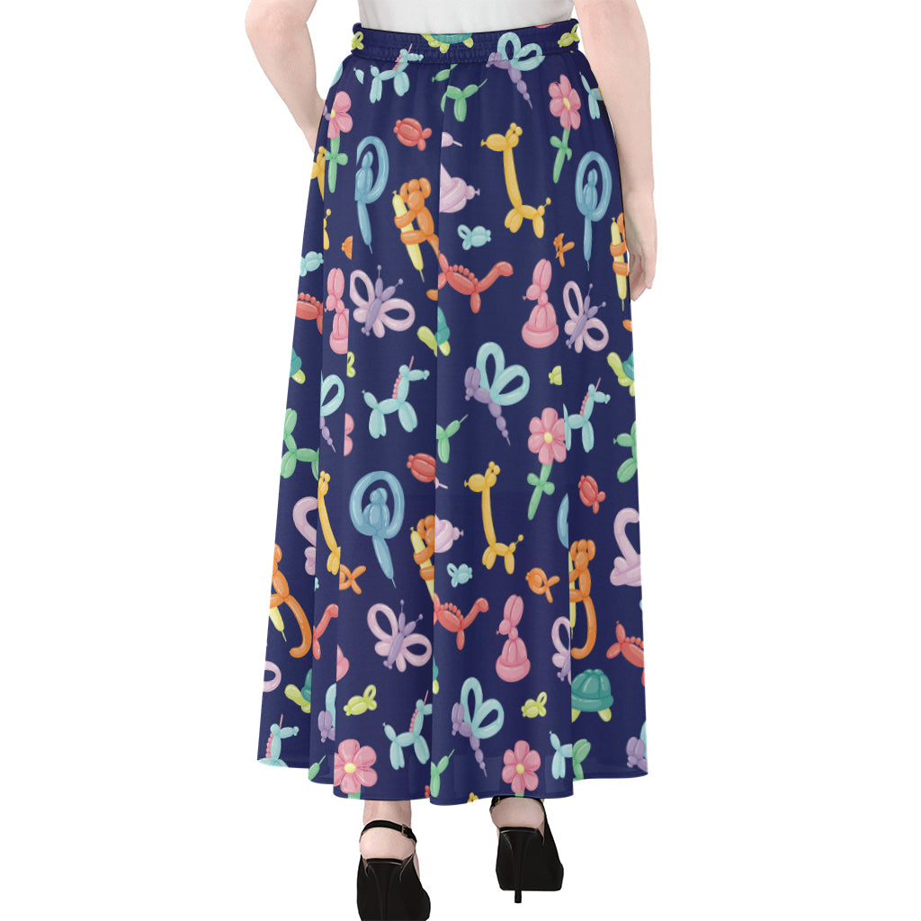 Animal Balloon Pattern Print Chiffon Maxi Skirt