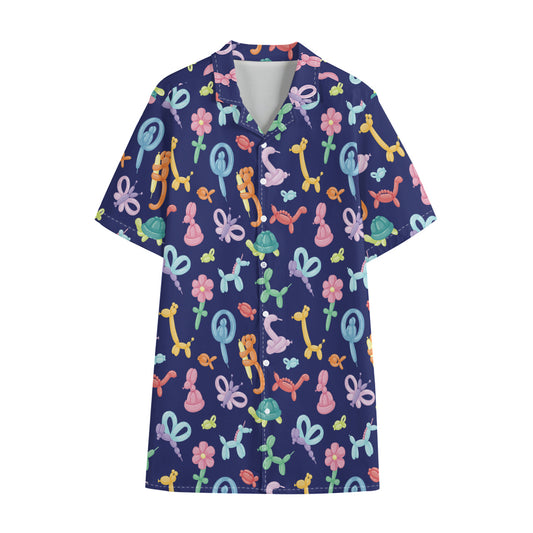 Animal Balloon Pattern Print Cotton Hawaiian Shirt