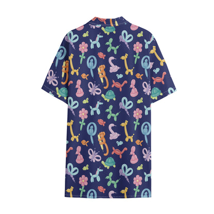 Animal Balloon Pattern Print Cotton Hawaiian Shirt