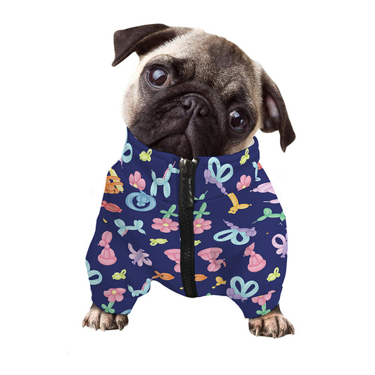 Animal Balloon Pattern Print Dog Zip Up Jacket