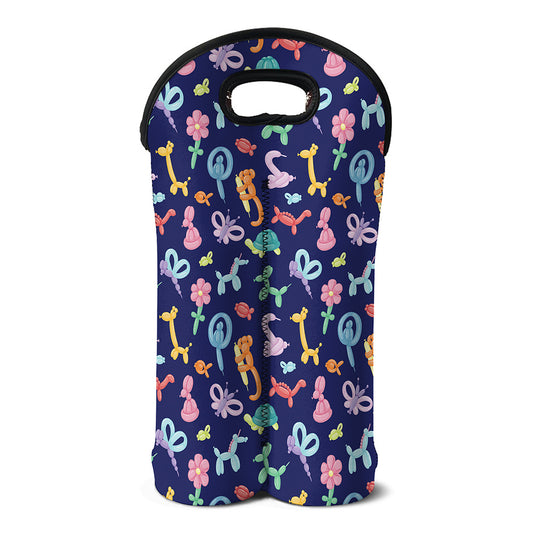 Animal Balloon Pattern Print Double Neoprene Wine Tote