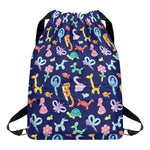 Animal Balloon Pattern Print Drawstring Backpack