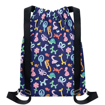 Animal Balloon Pattern Print Drawstring Backpack