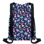 Animal Balloon Pattern Print Drawstring Backpack