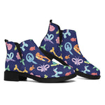 Animal Balloon Pattern Print Flat Ankle Boots
